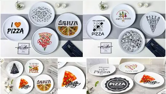 Pizza temalı keramika plaka dəsti